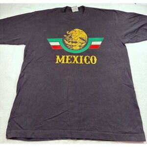 Vintage Pro Athletic Mexico Eagle Flag Graphic T-Shirt Black XL Mens Cotton
